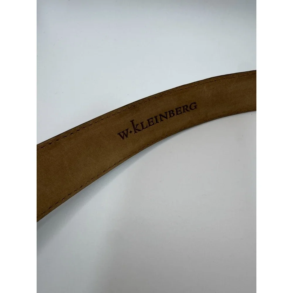 W Kleinberg Blue Crocodile Custom Leather Belt‎ Belt Sz 34 NWOT Loop Buckle Lux